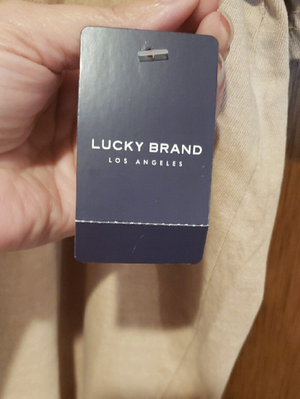 NWT Lucky Brand Beige Tee with Red & Blue Graphic gallery