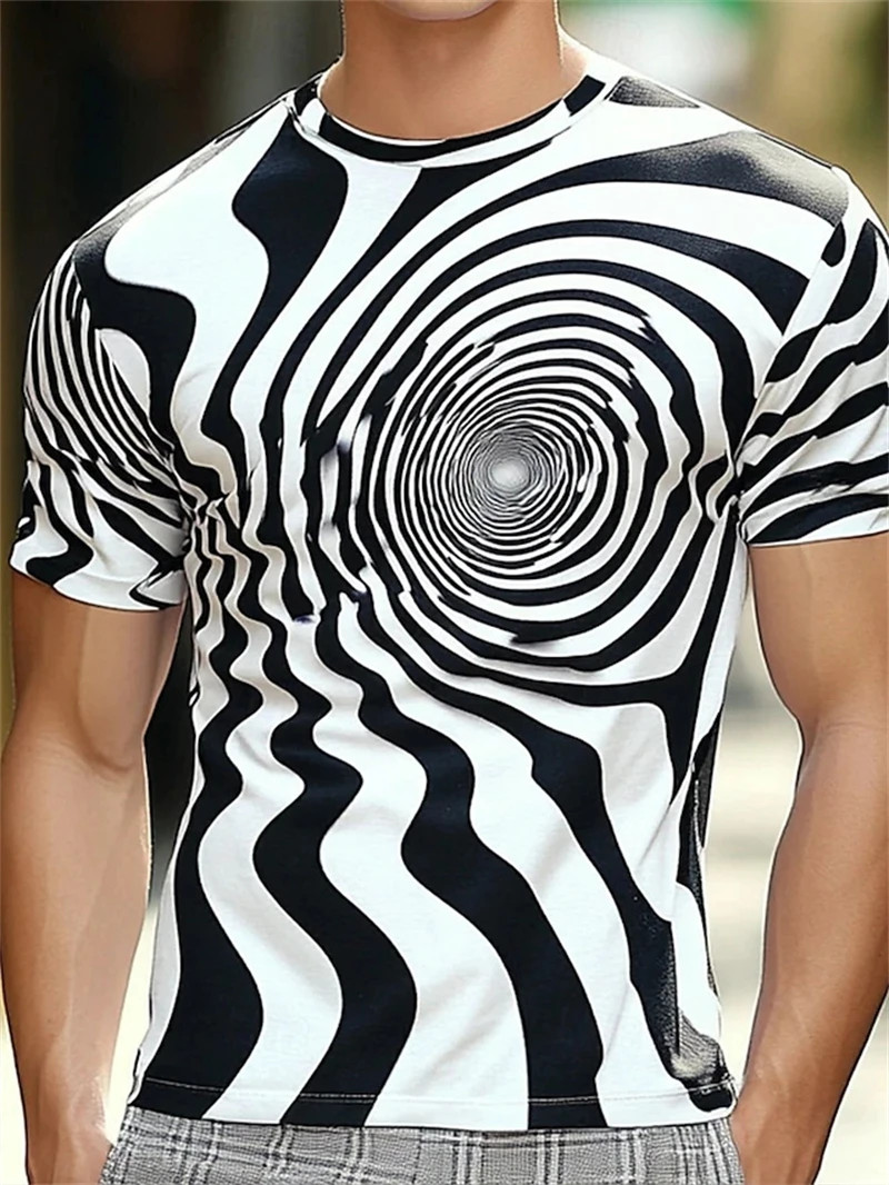 Funny Optical Illusion Graphic T Shirt For Men 3D Printed Art Abstract. gallery