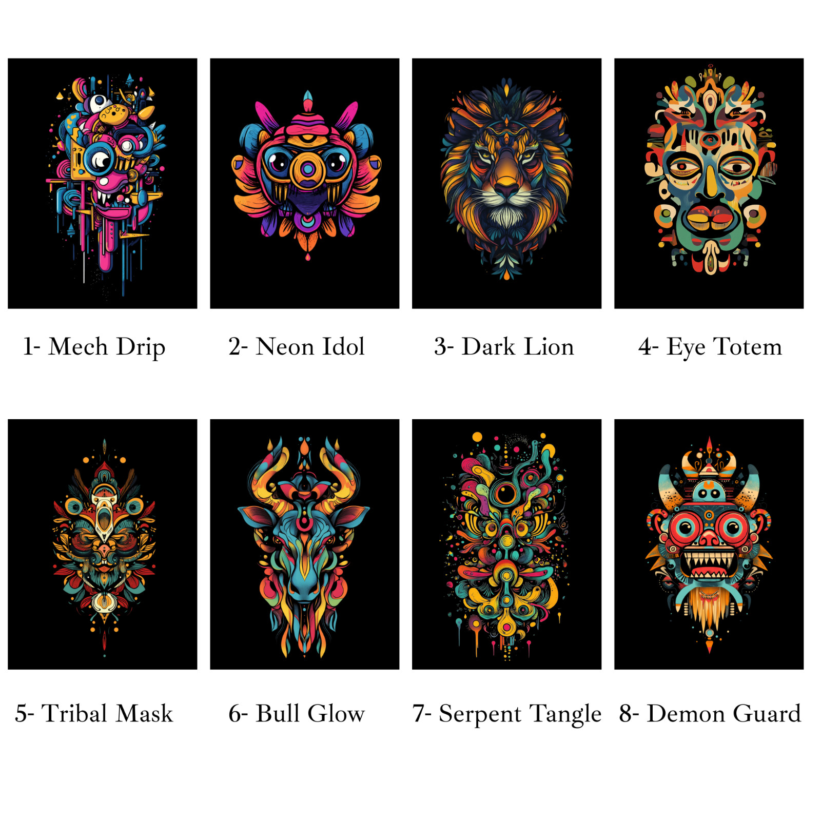 Mixed Tribal Animal Beast Mask Art TShirt, Comfort Colors, Unisex Streetwear Tee gallery
