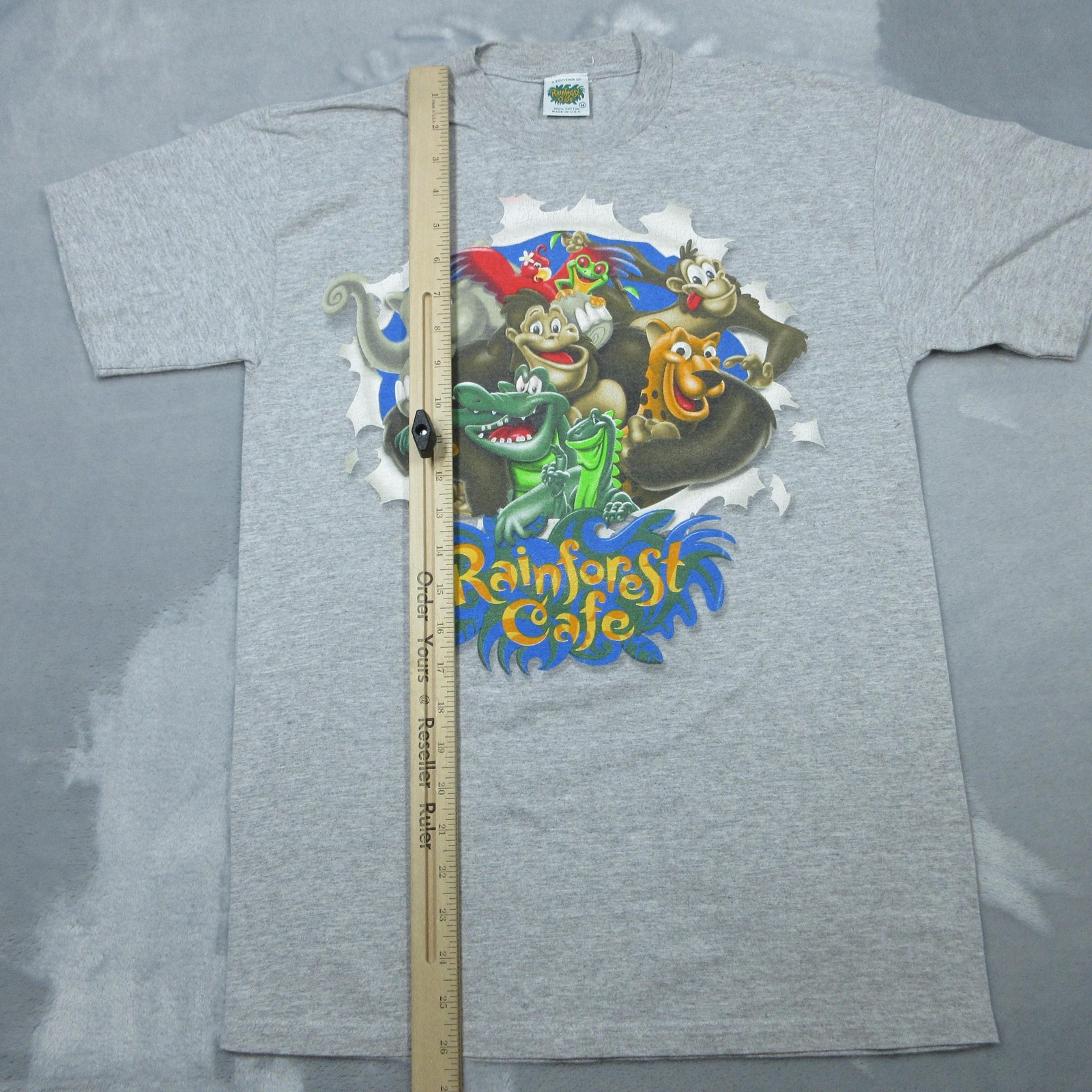 Vintage Rainforest Cafe Shirt Mens Medium Gray Graphic Two Sided Made USA 90s gallery