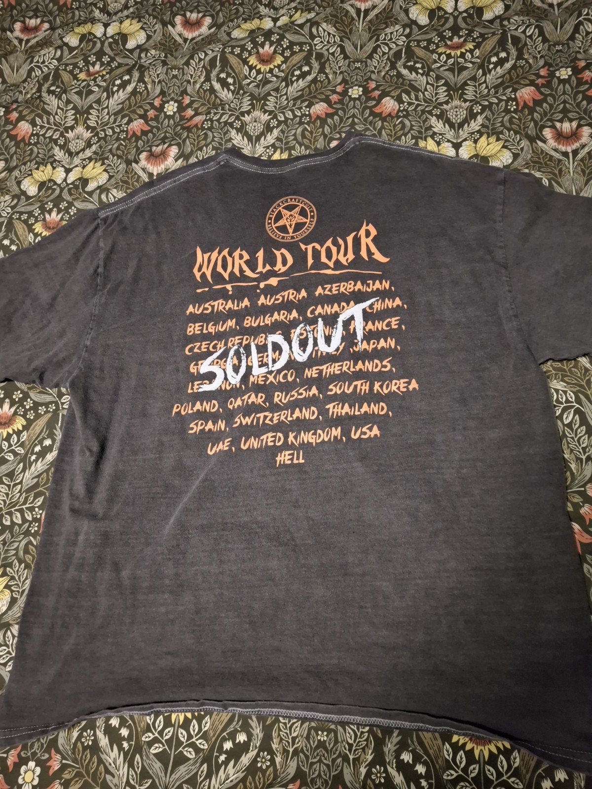 Blackcraft Cult World Tour T Shirt Size XL Gray Short Sleeve Double Sided Gothic gallery
