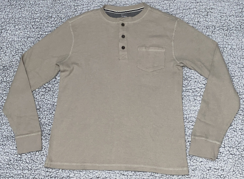 Member’s Mark Henley Sz Medium Tan Heather Waffle Knit Cabincore Gorpcore