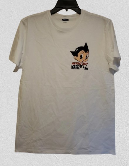 New Astro Boy Kanji Logo Mighty Atom Mens Medium White Cotton Tee Anime Manga