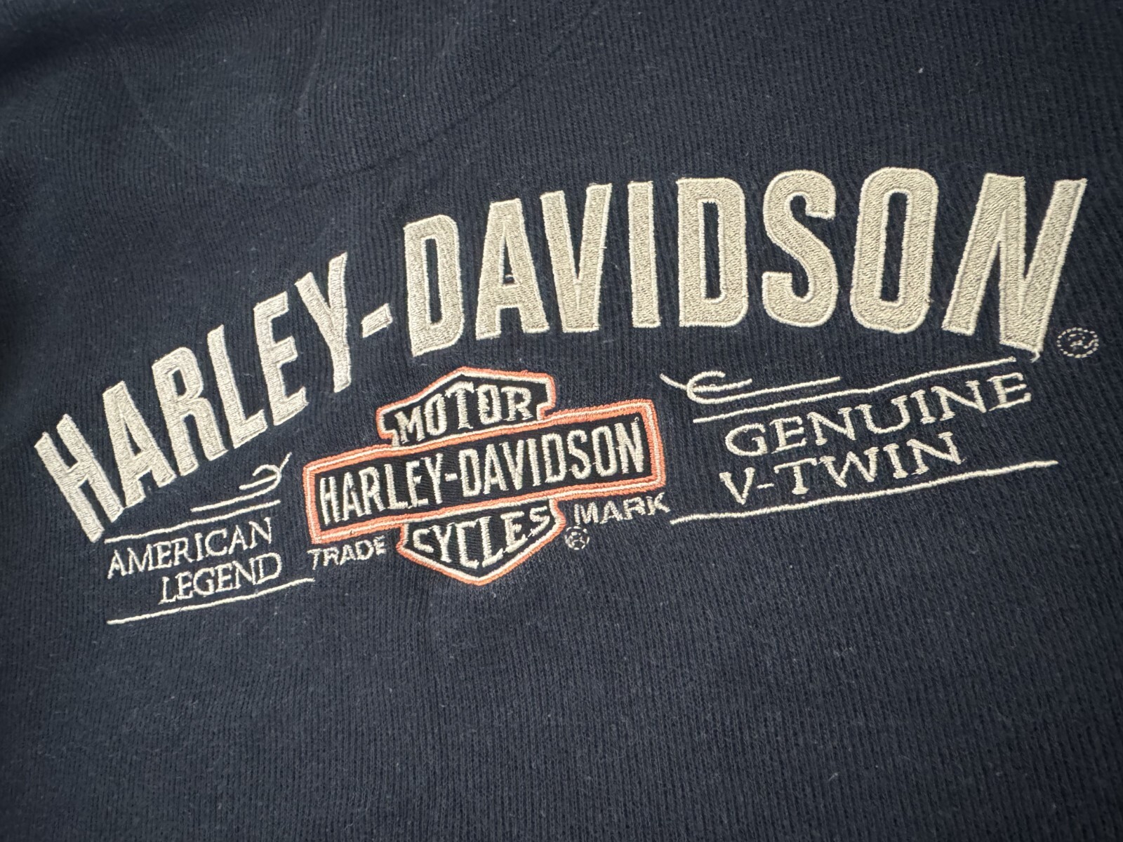 Vtg Harley-Davidson Thermal Shirt Embroidered Logo Button Motorcycles 2XL gallery