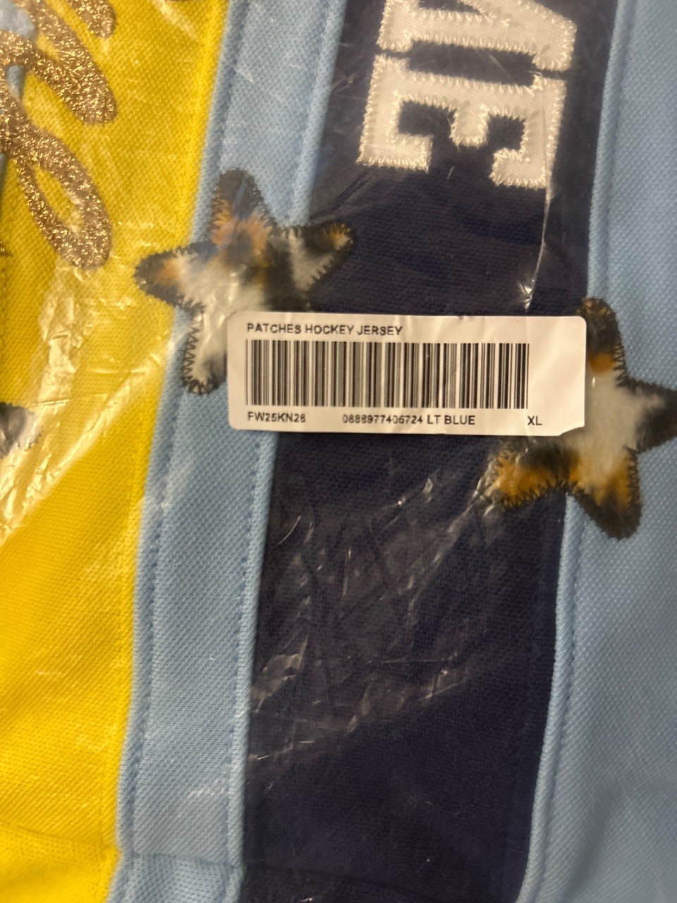 Supreme Patches Hockey Jersey Light Blue/Navy/Yellow (Fire & Ice) Size XL gallery