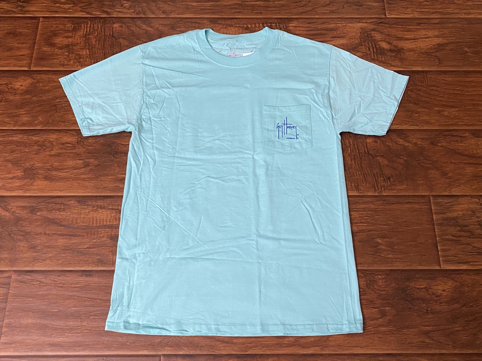 Guy Harvey Aftco Mens Marlin Fish Pocket Turquoise Pocket T-Shirt NWT Size M gallery