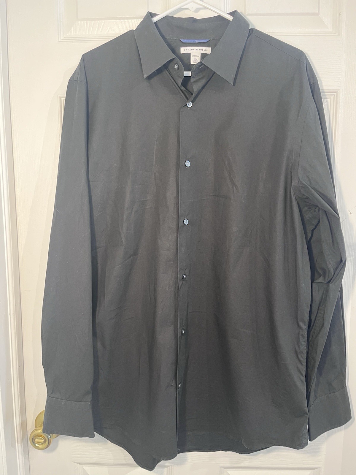 Banana Republic Mens XL Black Stretch Dress Shirt Cotton Spandex Long Sleeve gallery