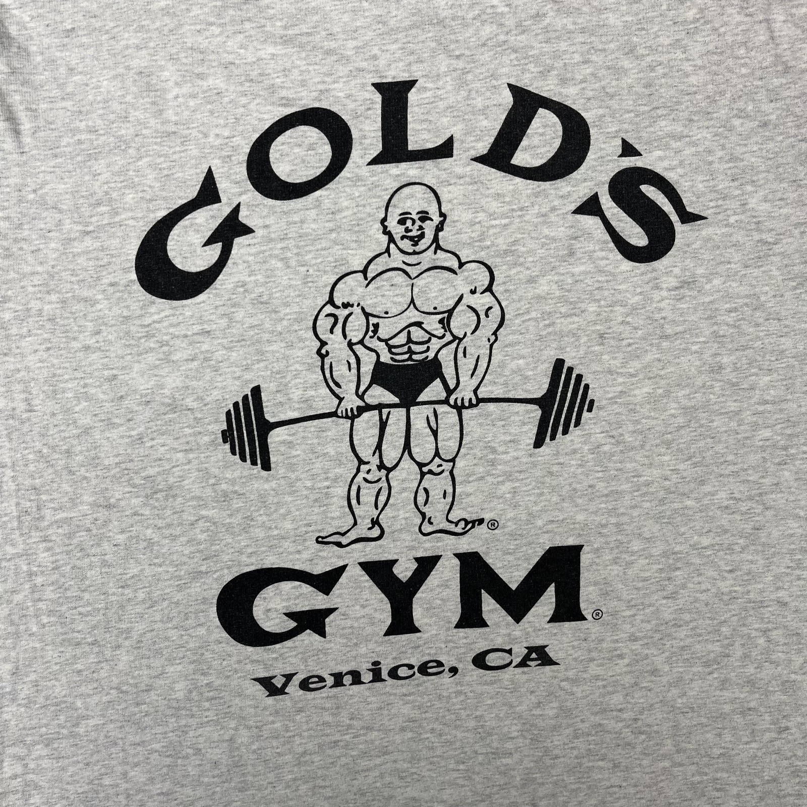 Gold's Gym Shirt Mens XL Gray Venice CA Bodybuilder Logo Graphic Tee Workout gallery