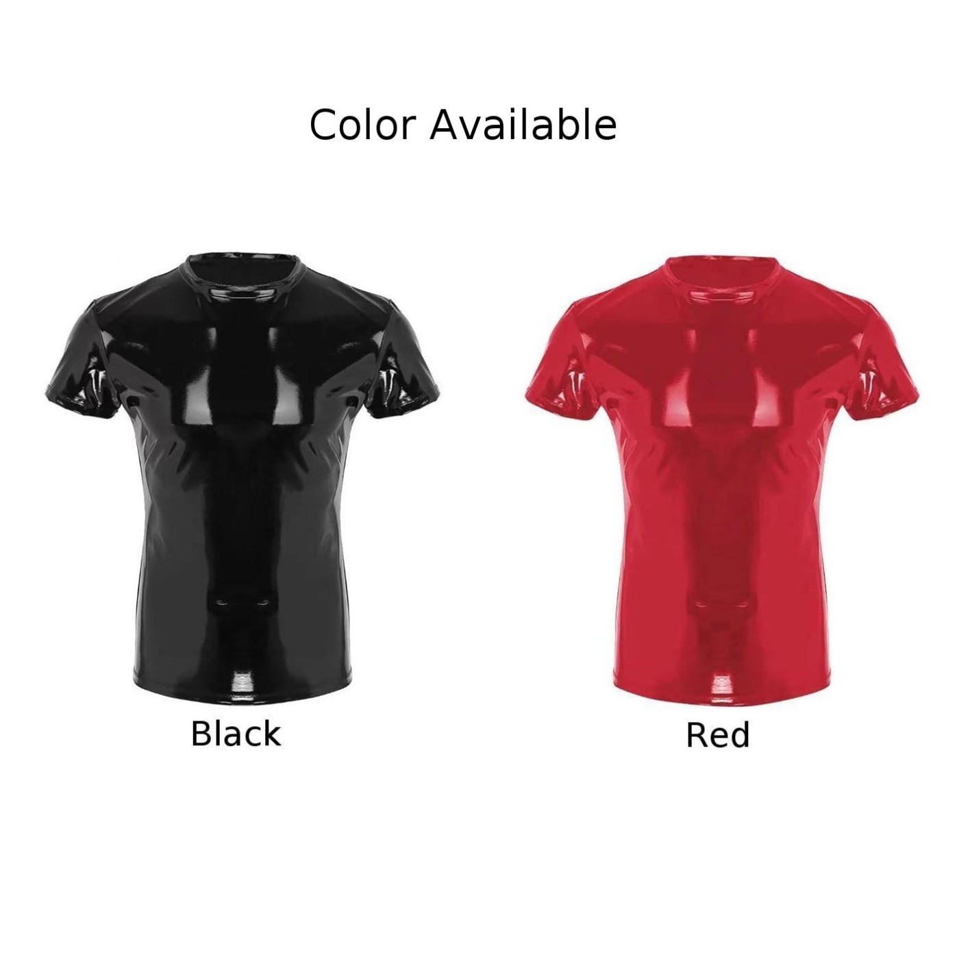 Shiny Faux Leather Mens T Shirt Top For Clubwear In Wet Look PVC Material gallery