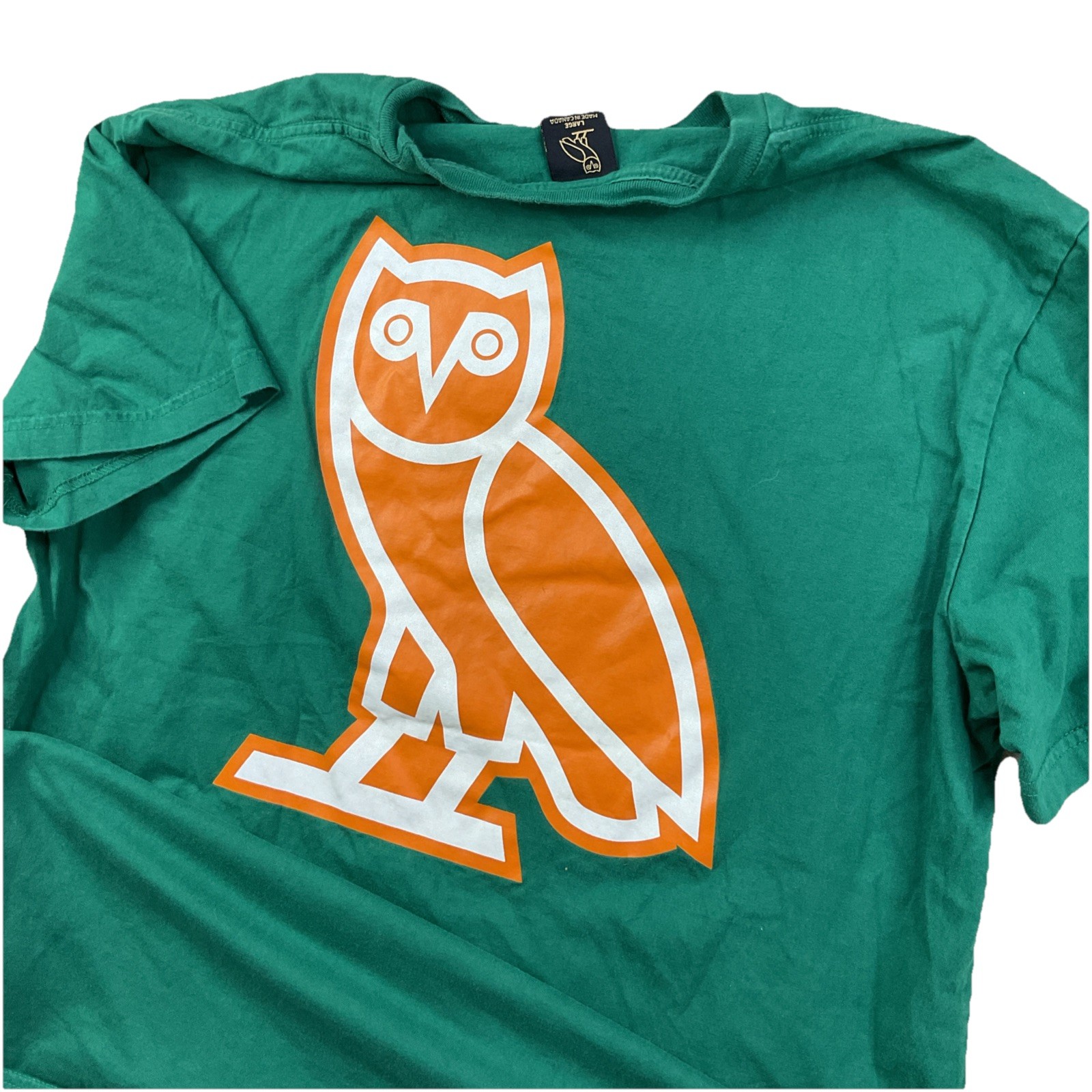 OVO T-Shirt Men Sz L Forever October's Very Own Drake Owl Green Owl Double Sided gallery