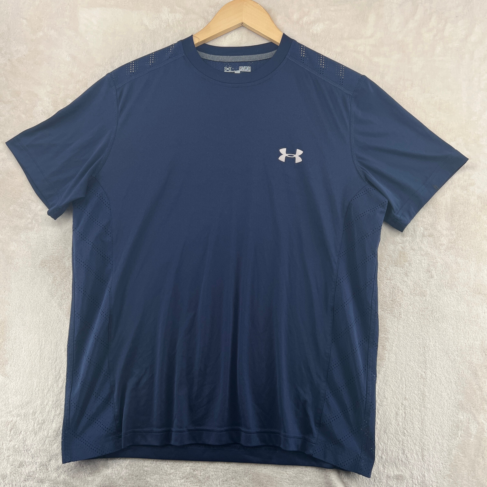 Under Armour Heatgear Men's Size M Solid Blue Loose Fit S/S Crew-Neck T-Shirt gallery