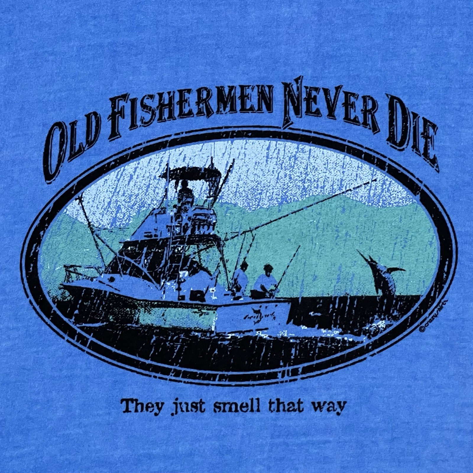 Crazy Shirts Shirt Mens 2XL Blue Fisherman Never Die They Just Smell that Way gallery