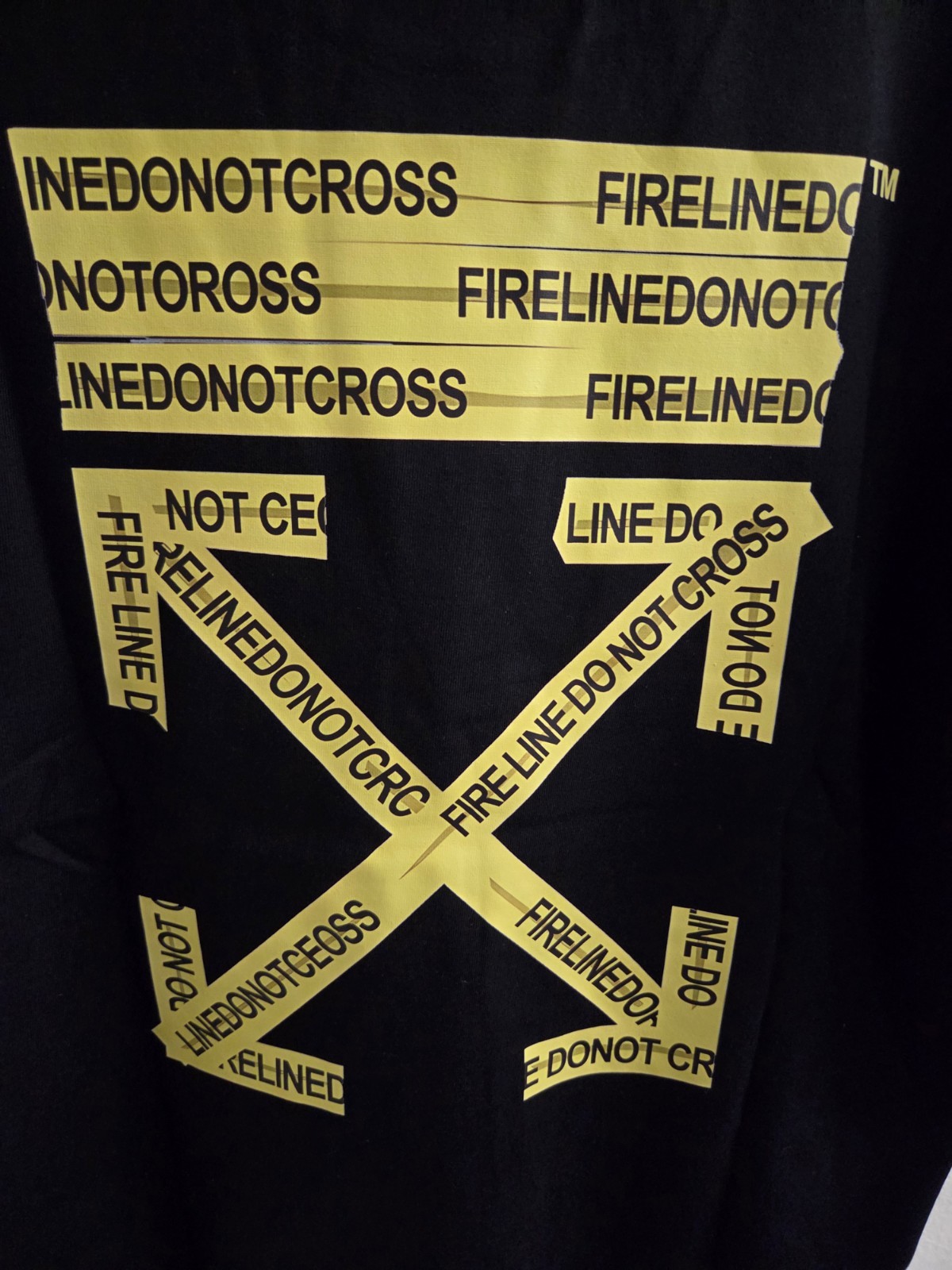 Off Wht Do Not Cross Temperature Black T-Shirt Regular Fit S/M/L/XL T41 gallery