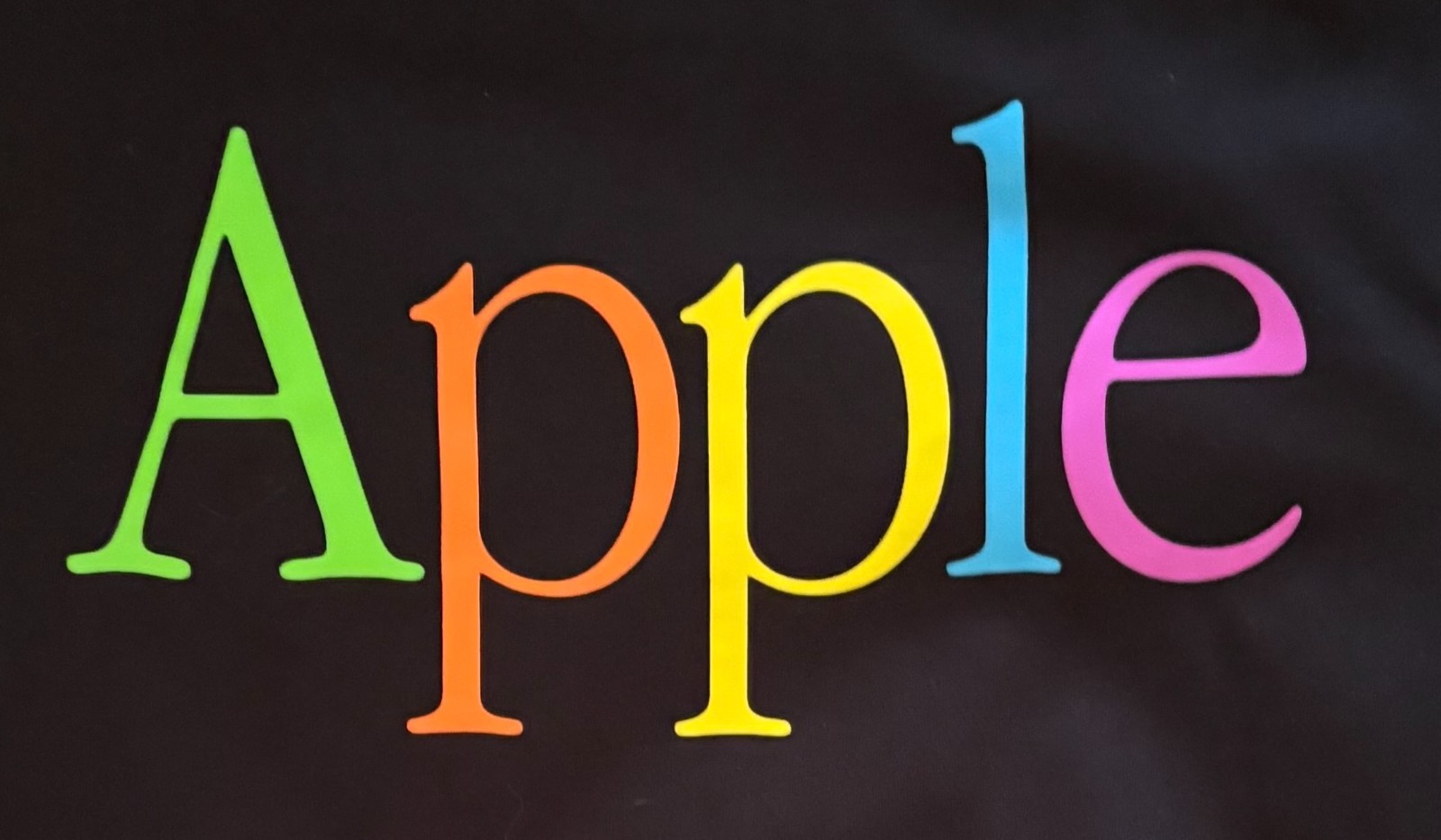 Apple Employee Store T-Shirt Black Multicolor Wordmark Logo Size Large NWT gallery