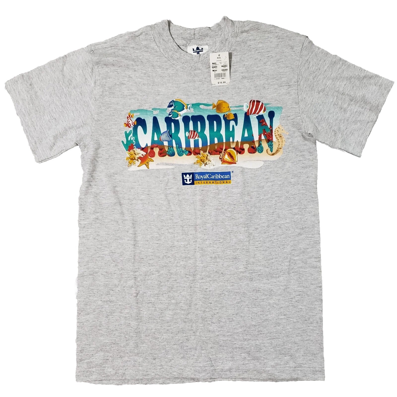 NWT Royal Caribbean International T-Shirt Size Small Gray Aquatic Fish Seahorse gallery