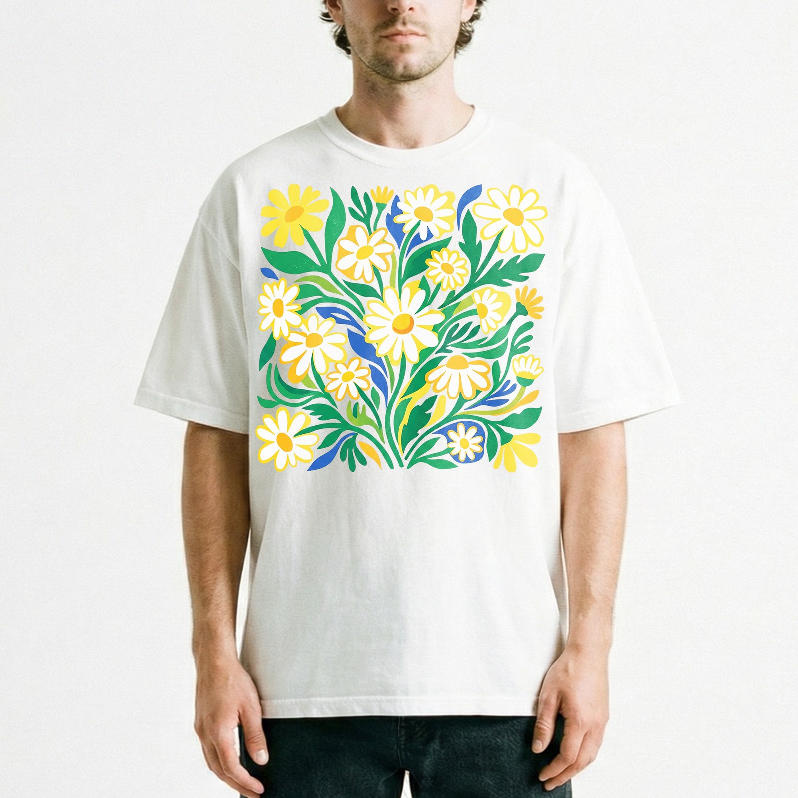 Groovy Floral Daisy T-Shirt Colorful Botanical Wildflower Nature Spring Tee gallery