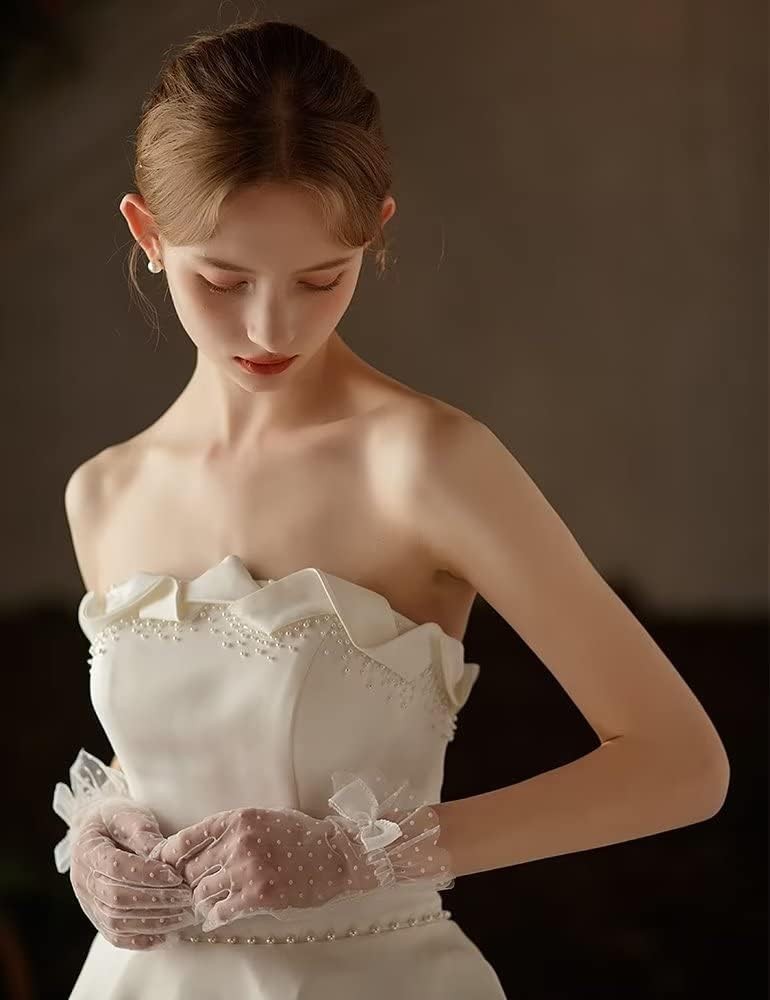 Lace Glove with Bow Wedding Floral Tulle Gloves Opera Tea Party Gloves for Fo... gallery