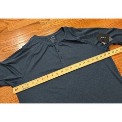 New 01.ALGO Performance Henley Long Sleeve Shirt Mens Medium Blue Stretch Casual