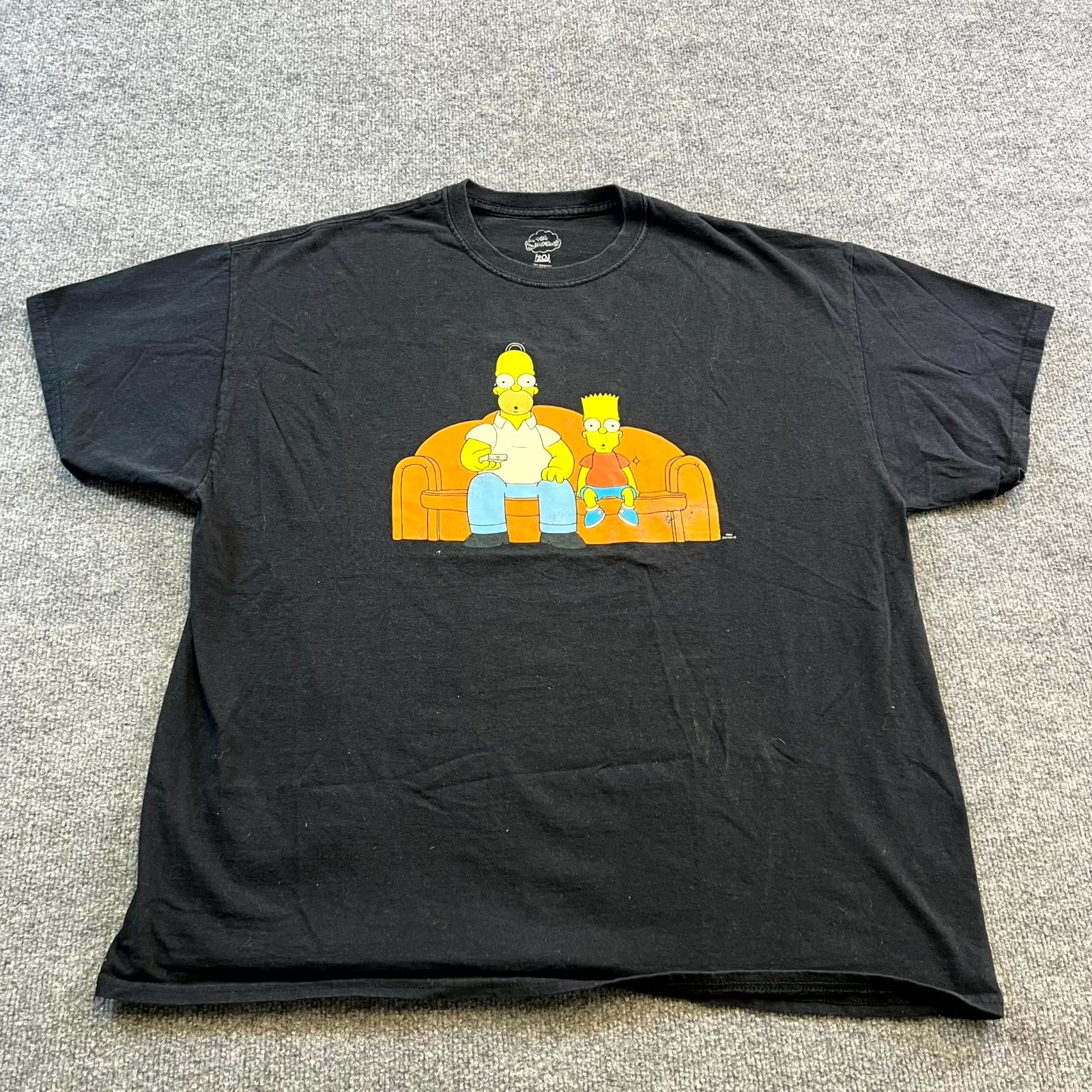 The Simpsons T-Shirt Mens 2XL Black Cotton Graphic Homer And Bart On A Couch gallery
