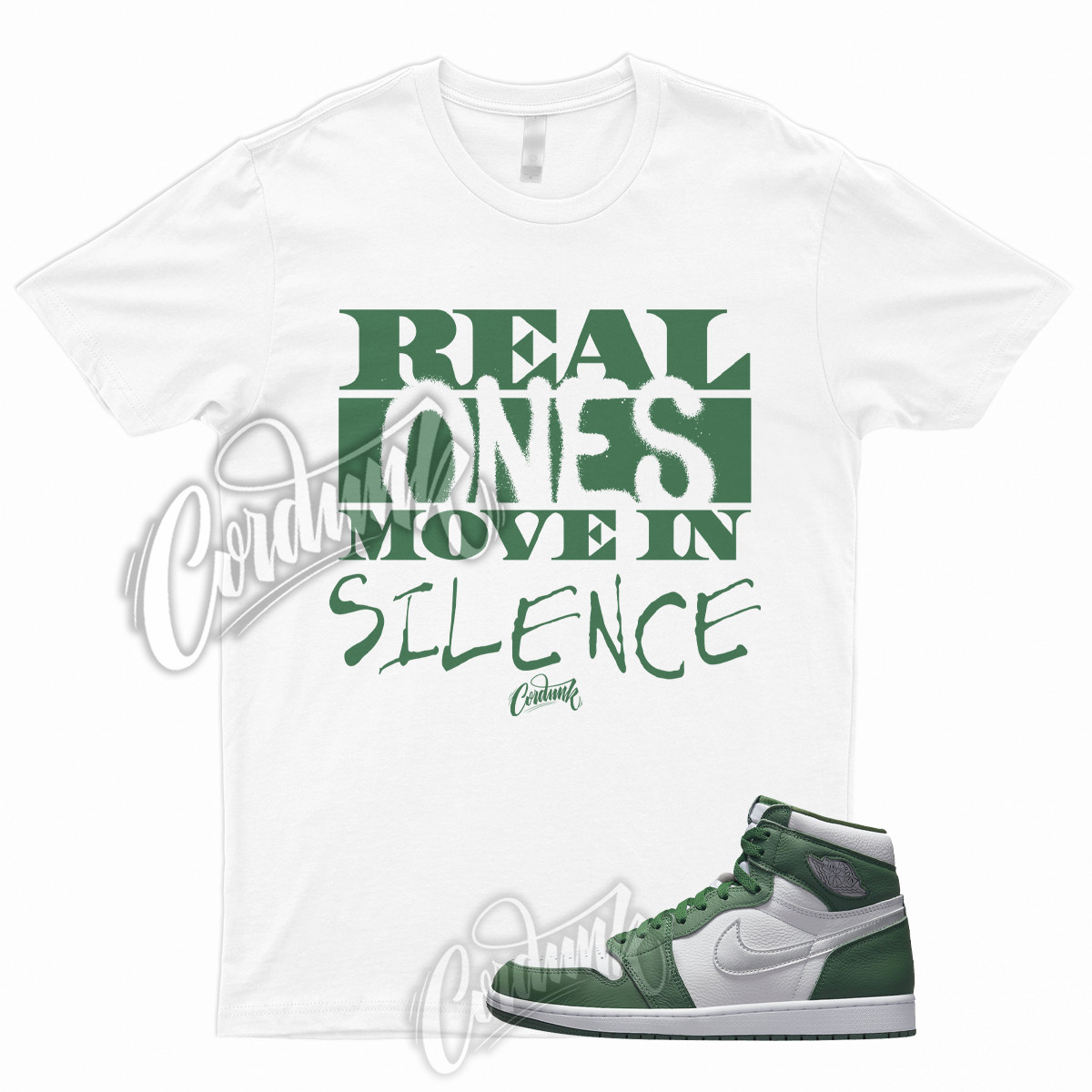 R1 T for 1 Retro Gorge Green High Metallic Silver White Shirt To Match Pine