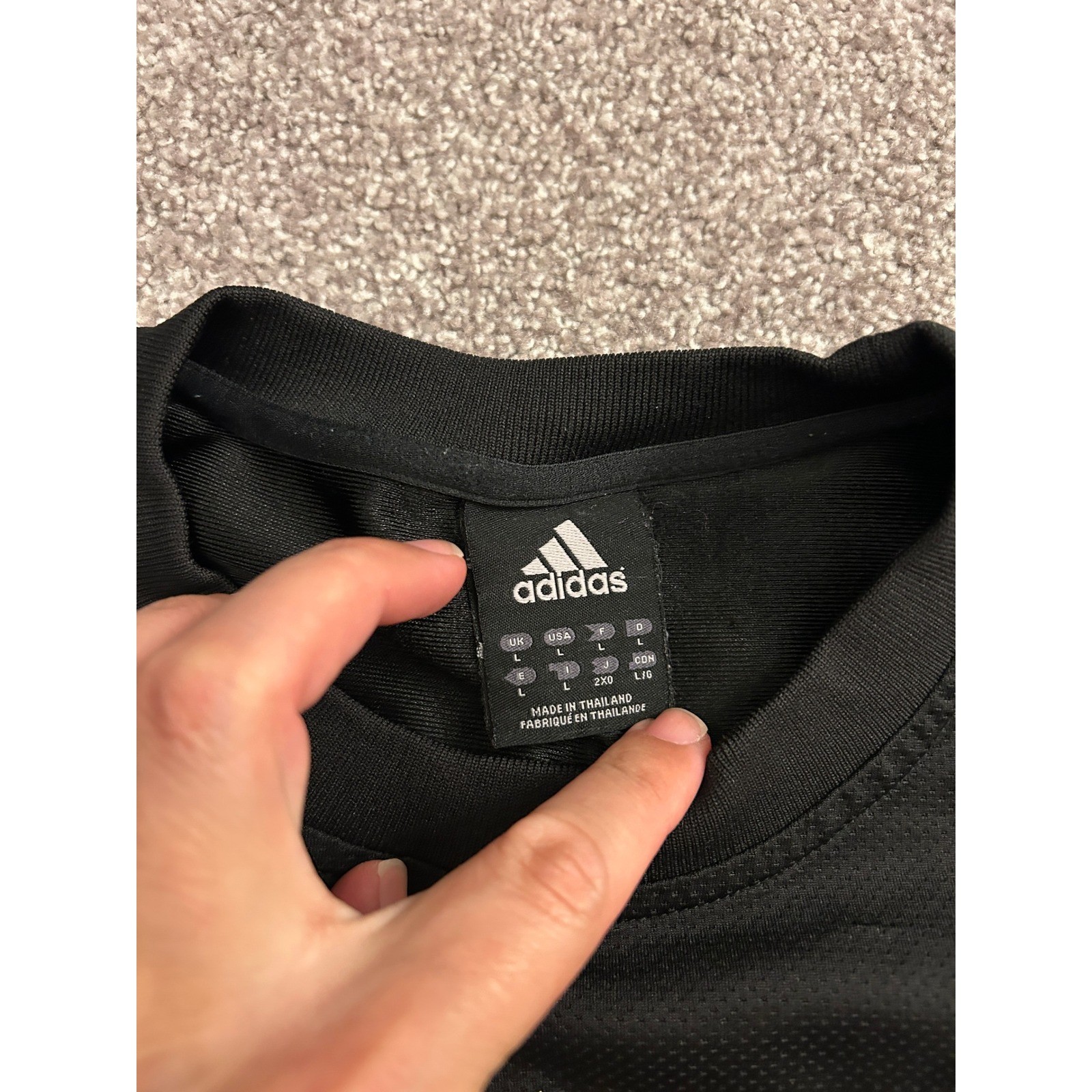 Adidas Athletic T-Shirt Mens Large Black Good 3-Stripe Mesh Performance Tee gallery