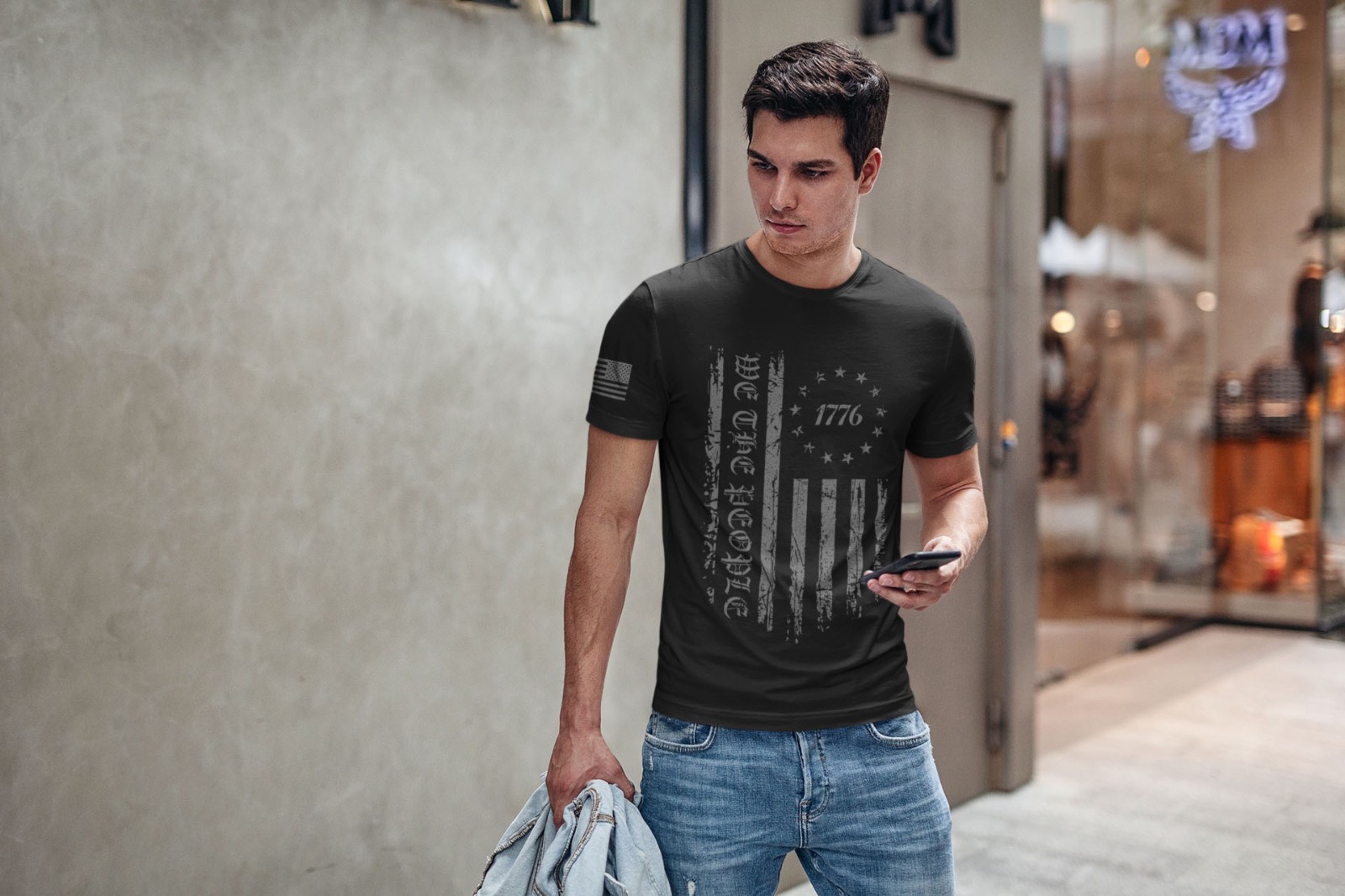 We The People 1776 T-Shirt – Black Distressed American Flag Tee Patriotic USA gallery