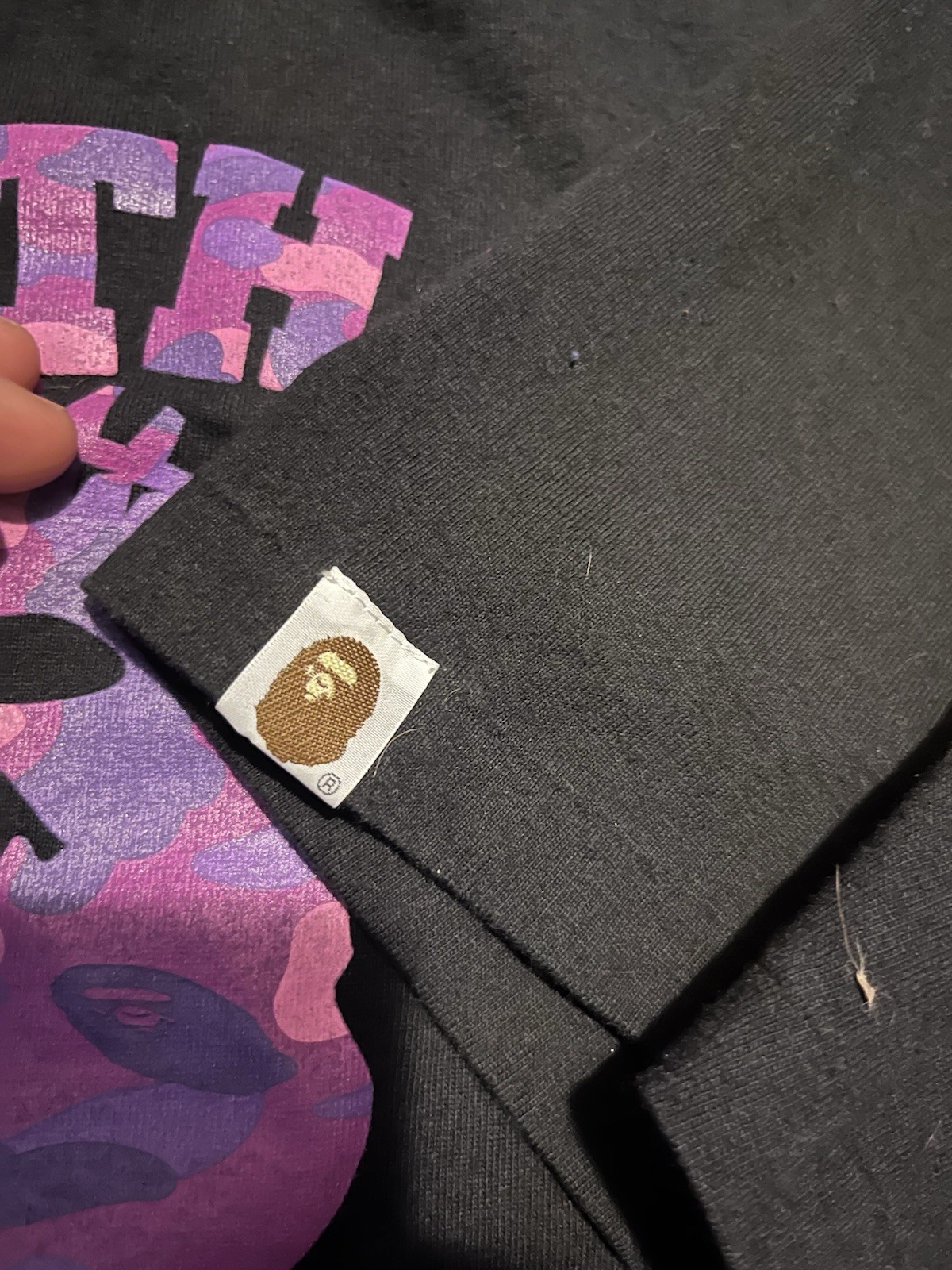 A Bathing Ape BAPE Black College Logo Ape Head Graphic Tee Crew Neck XXL gallery