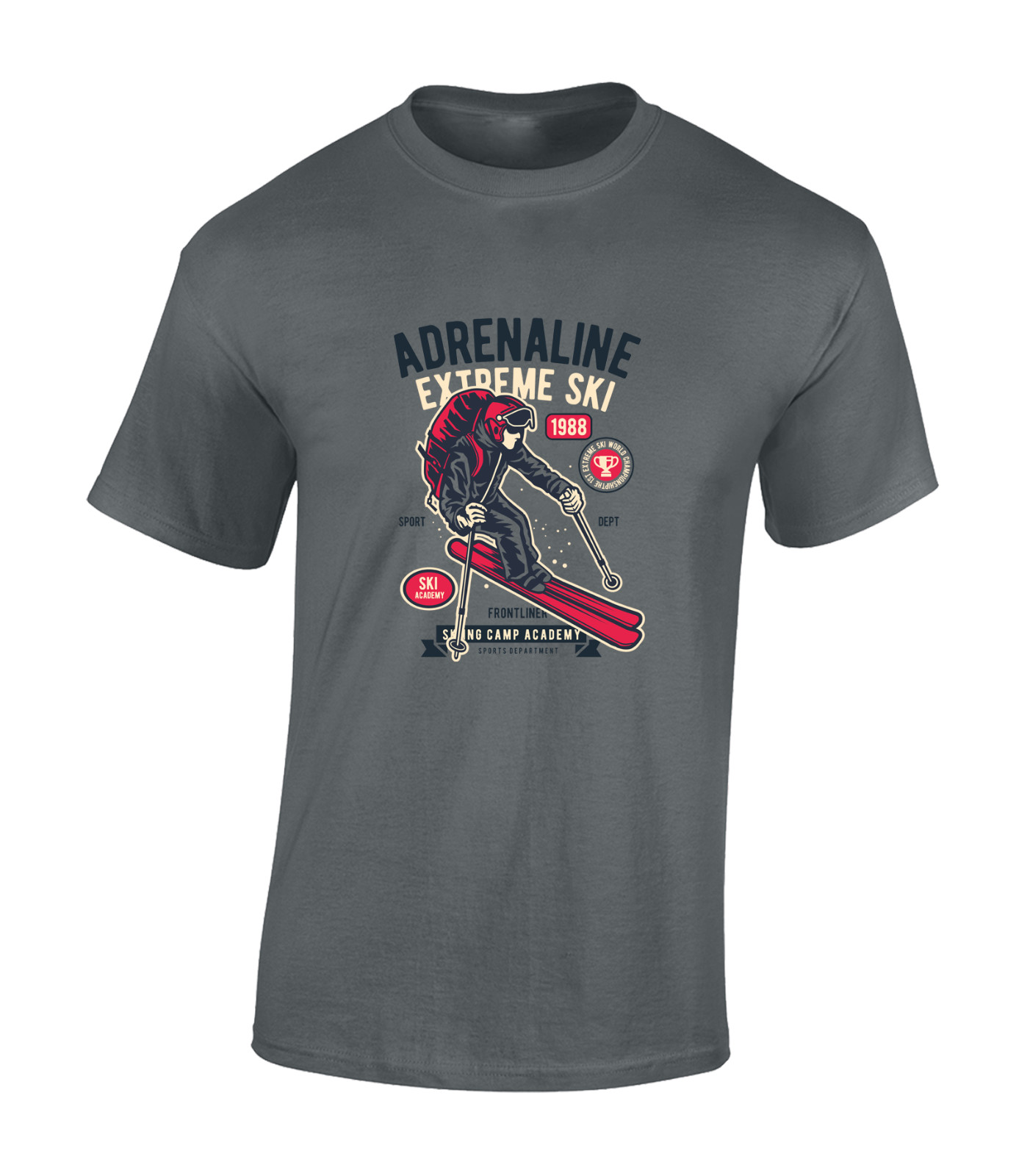 ADRENALINE EXTREME SKI MENS T SHIRT SKIING DESIGN COOL HOLIDAY CLOTHING GIFT TOP gallery