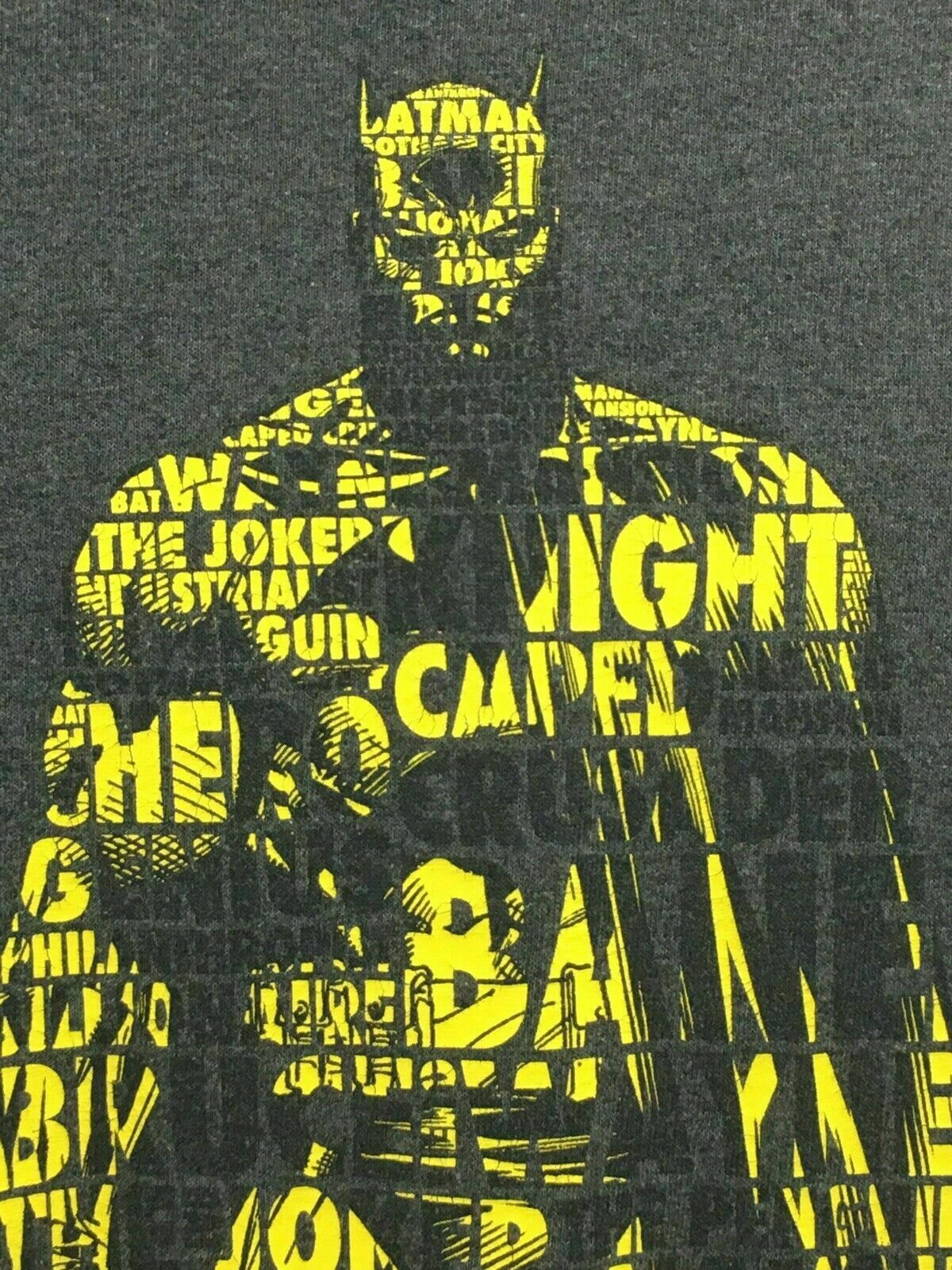 Batman Dark Knight DC Comics Mens Graphic Tshirt Gray and Yellow Size Large gallery