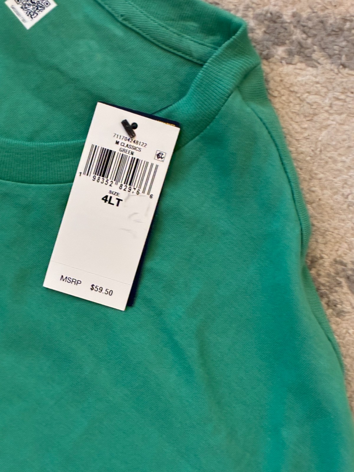 NWT Men's 4LT Polo Ralph Lauren Big & Tall Green Crew-Neck Pocket Shirt 4XL-T gallery