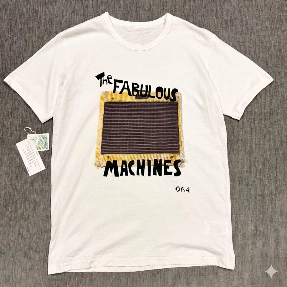 VISVIM Fabulous Machines T-Shirt Size 3 / L White Made in Japan Logo Print Rare