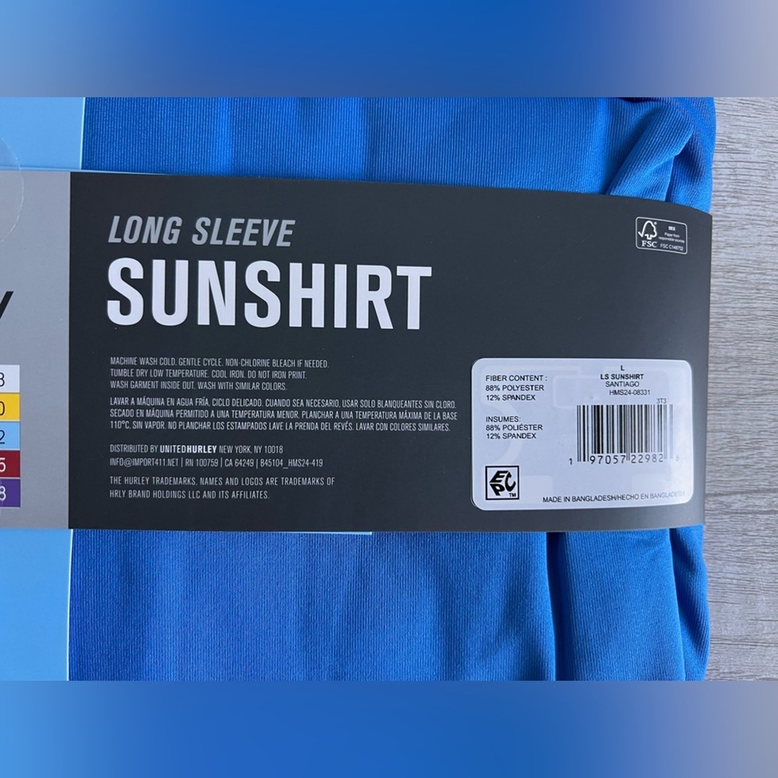 Hurley Men's Blue Long Sleeve UPF 50 Sun Protection Shirt Size Large gallery