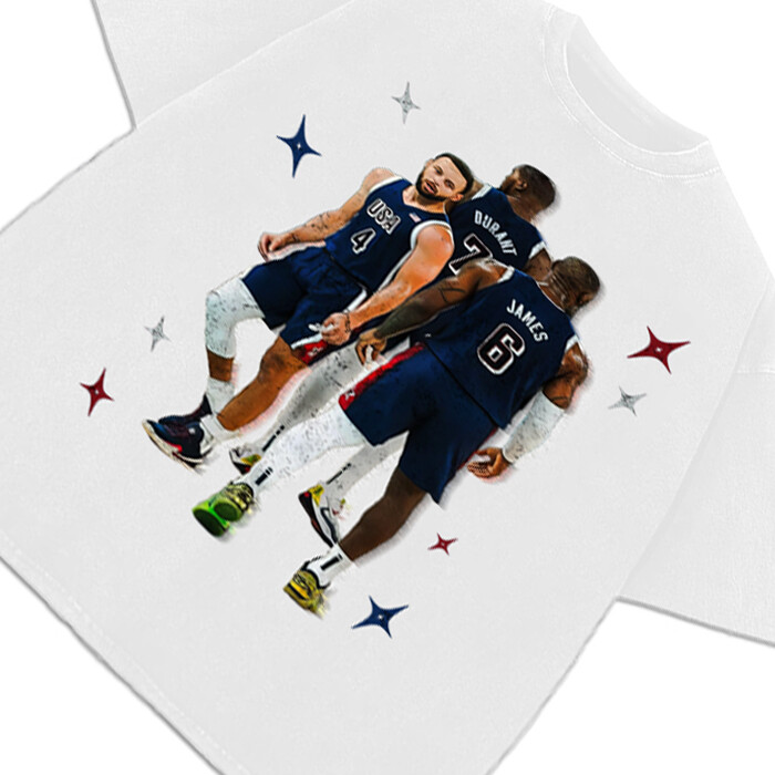 Stephen Curry Lebron James Kevin Durant BIG 3 USA World Champ Custom Graphic Tee gallery