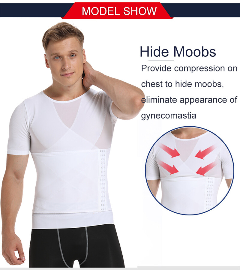 Men' Slimming Body Shaper Compression Shapewear T-Shirt With Hook/Zipper Vest US gallery