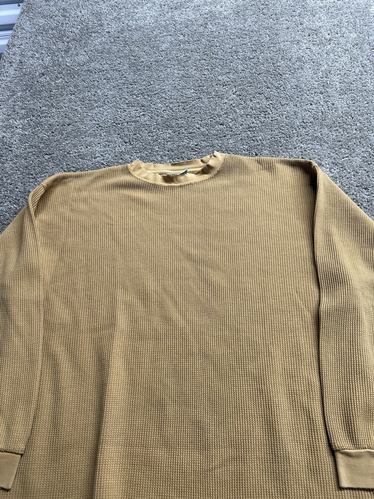 Y2K 2000s RussoWear Heavy Duty Crewneck Thermal Long Sleeve Orange/Brown XXL 2XL gallery