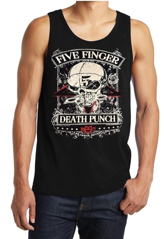 FIVE FINGER DEATH PUNCH SKULL N HEAVY METAL Band Black Tank Top Men’s Sizes