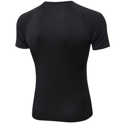 Black Compression Shirt Short Sleeve Men Cool Dry Sports Athletic Workout Bas…