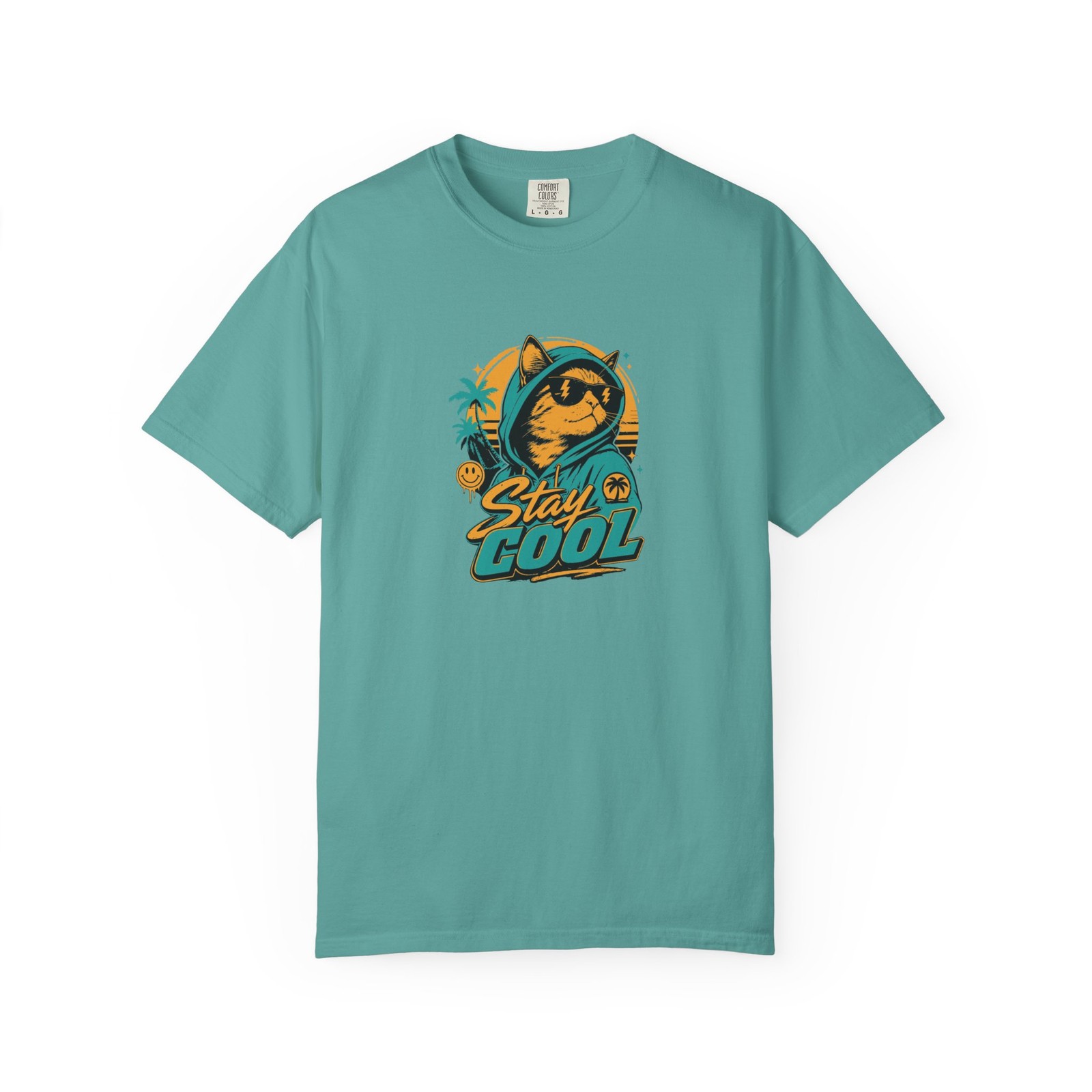 Stay Cool Cat T-shirt | Retro Surf Cat Graphic Comfort Colors