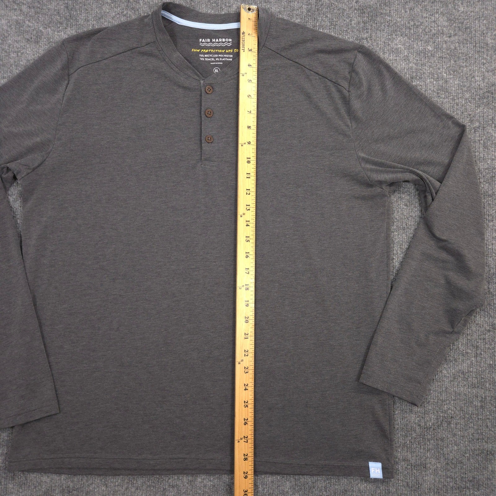 Fair Harbor Seabreeze Henley Shirt Mens XL Gray Performance Outdoor Long Sleeve gallery