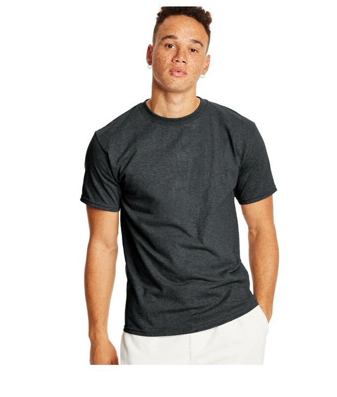 Hanes Mens Premium T-Shirt Crew Neck M MED Charcoal Gray Heather Cotton Blend gallery