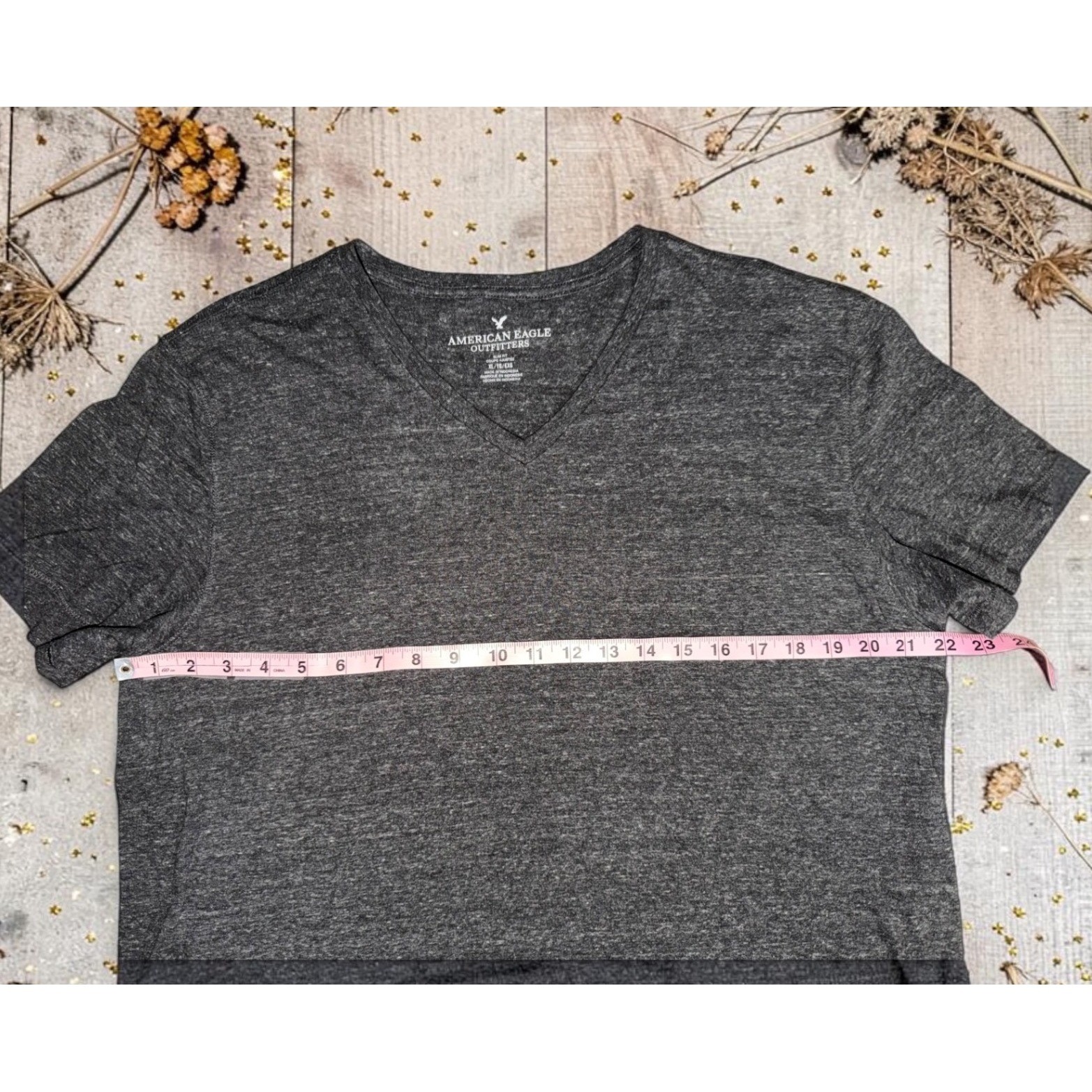 American Eagle - Mens XL Slim Fit V-Neck T-Shirt Charcoal Gray gallery