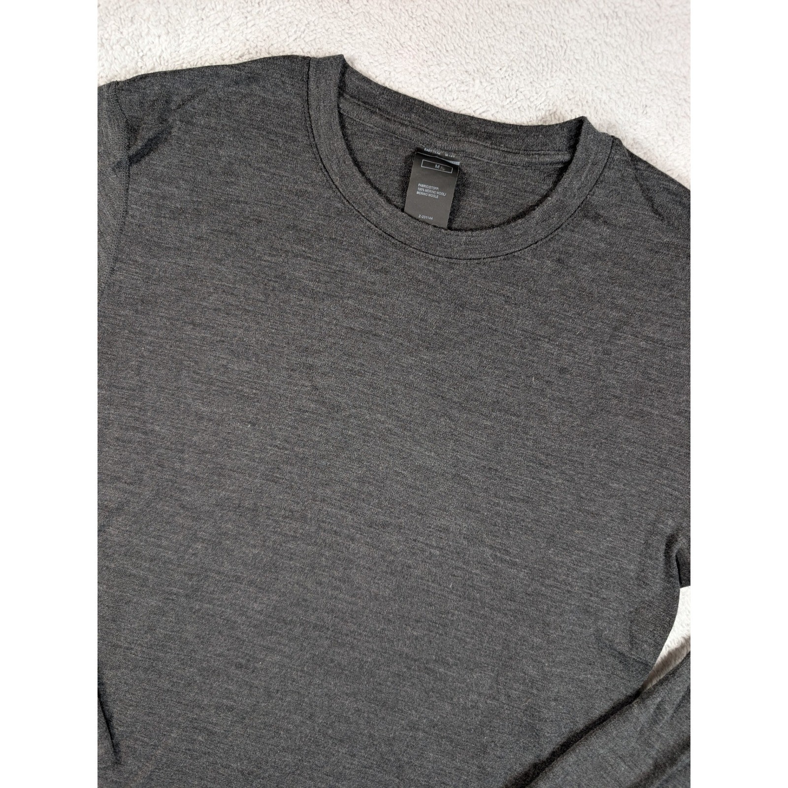 Lapasa Mens 100% Merino Wool Long Sleeve Thermal Base Layer Top Gray M Z-231144 gallery