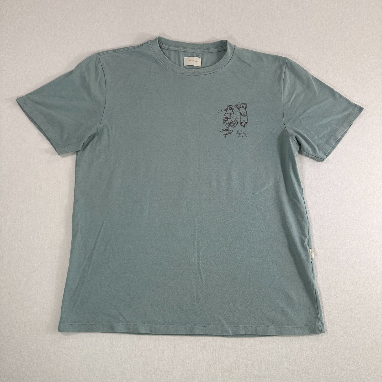 Aime Leon Dore Mens Basketball Study T Shirt Blue Size L Signed Graphic Tee gallery