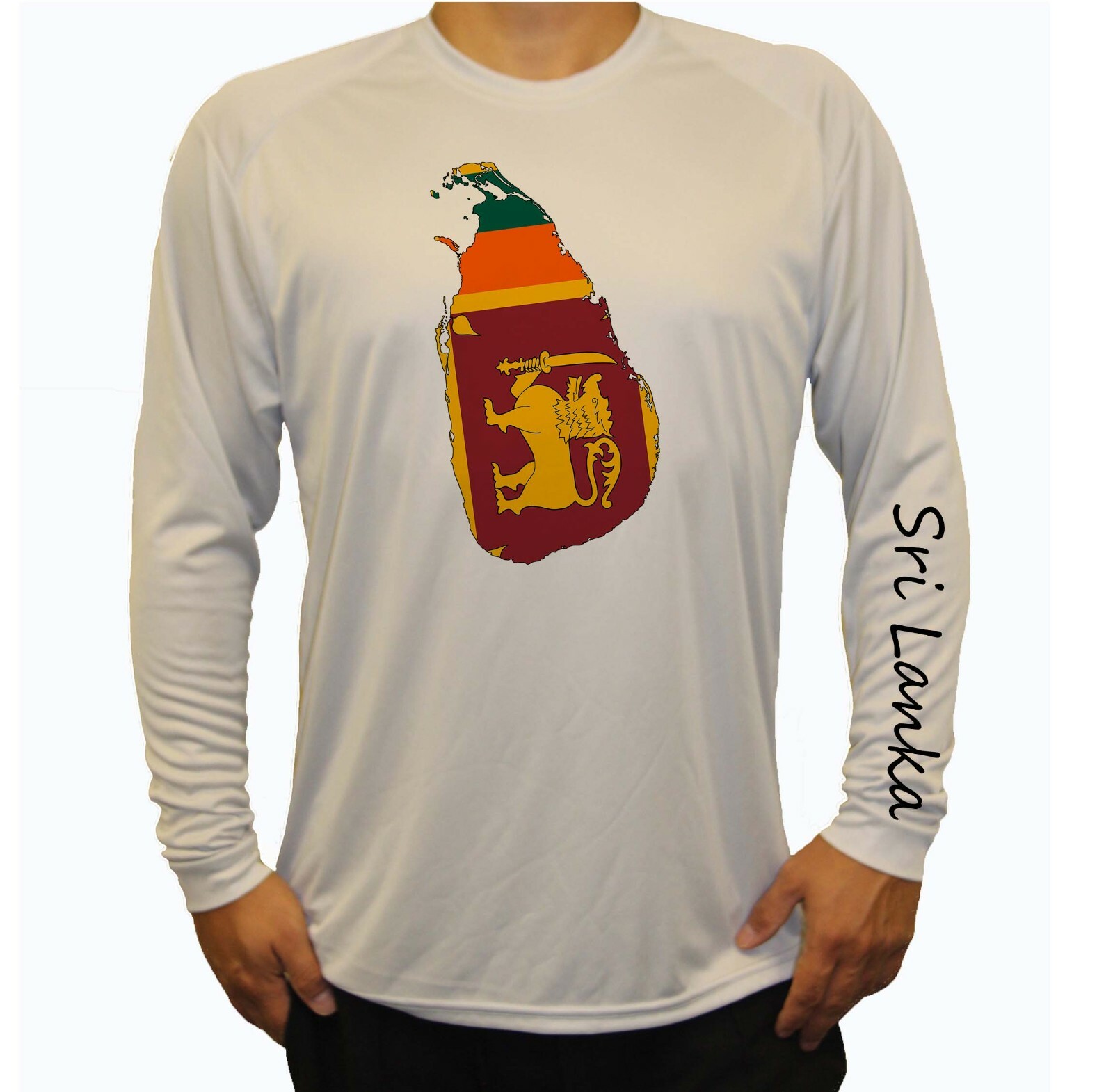 Sri Lanka Flag Map Fish Boat Long Sleeve UPF 30 T-Shirt UV Protection gallery