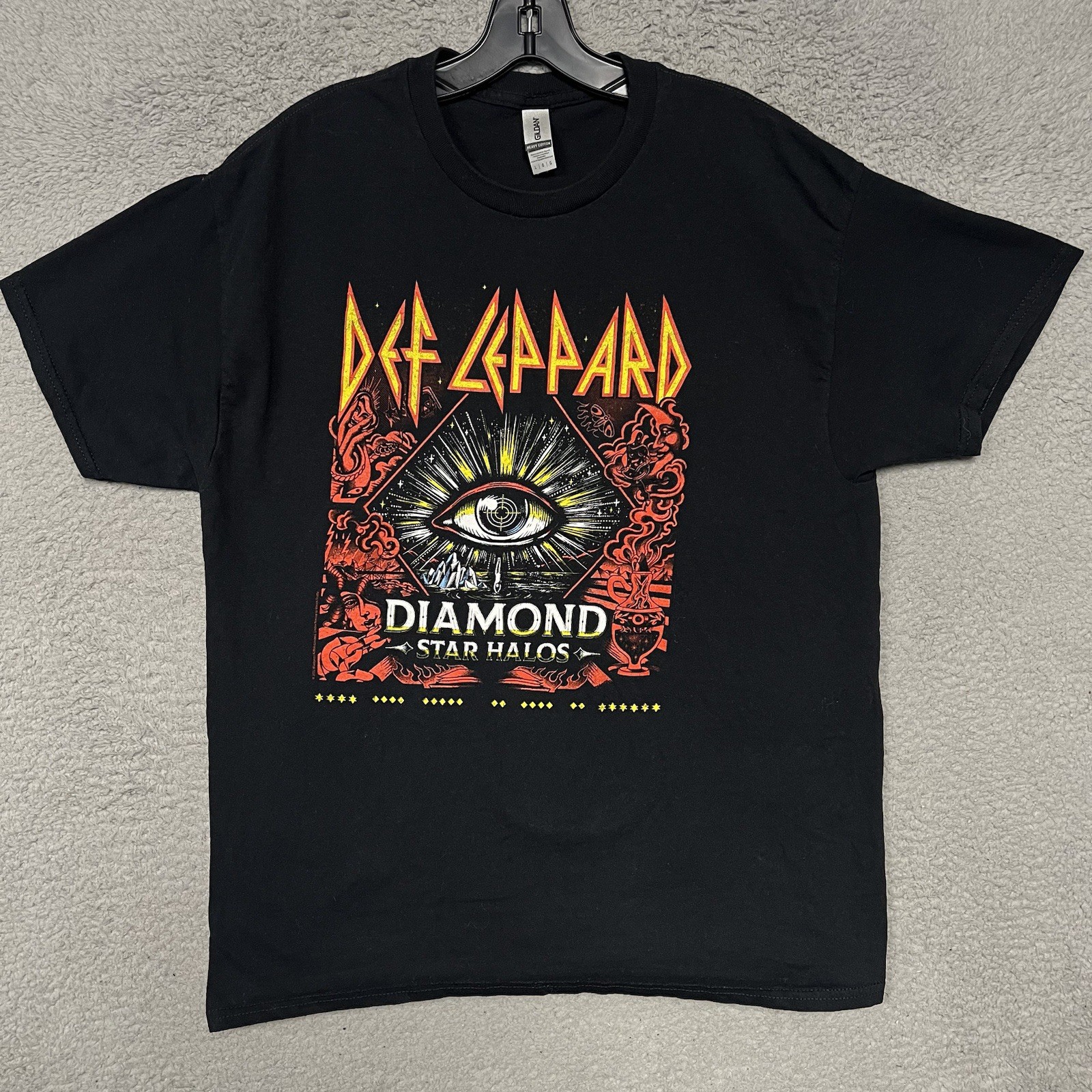 Def Leppard Diamond Star Halos T Shirt Men's Sz L Black Stadium Tour 2022 2-Side gallery