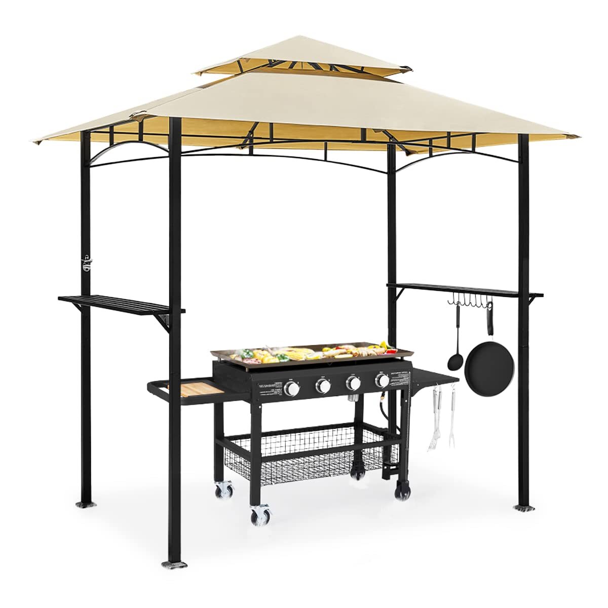 8′ x 5′ Grill Gazebo Grill Canopy 2 Tier BBQ Gazebo Shelter for Patio Backyard