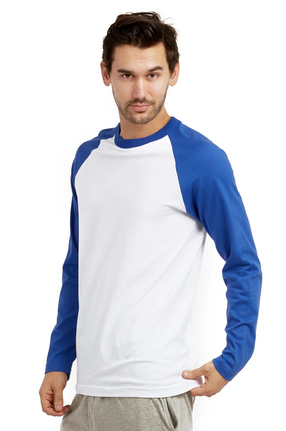 Top Pro Men's Cotton Full Raglan Sleeve Baseball Tee Shirt (XL, RoyalBlue/White) gallery