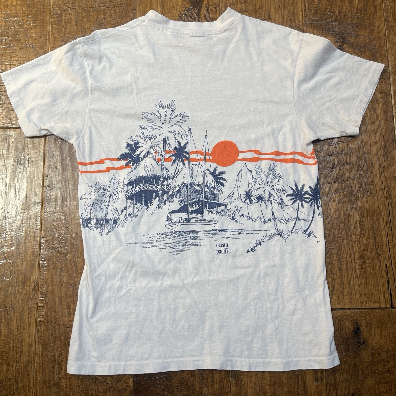 Vintage Ocean Pacific Aop Wrap Around Shirt Hawaii California Tee 80s gallery