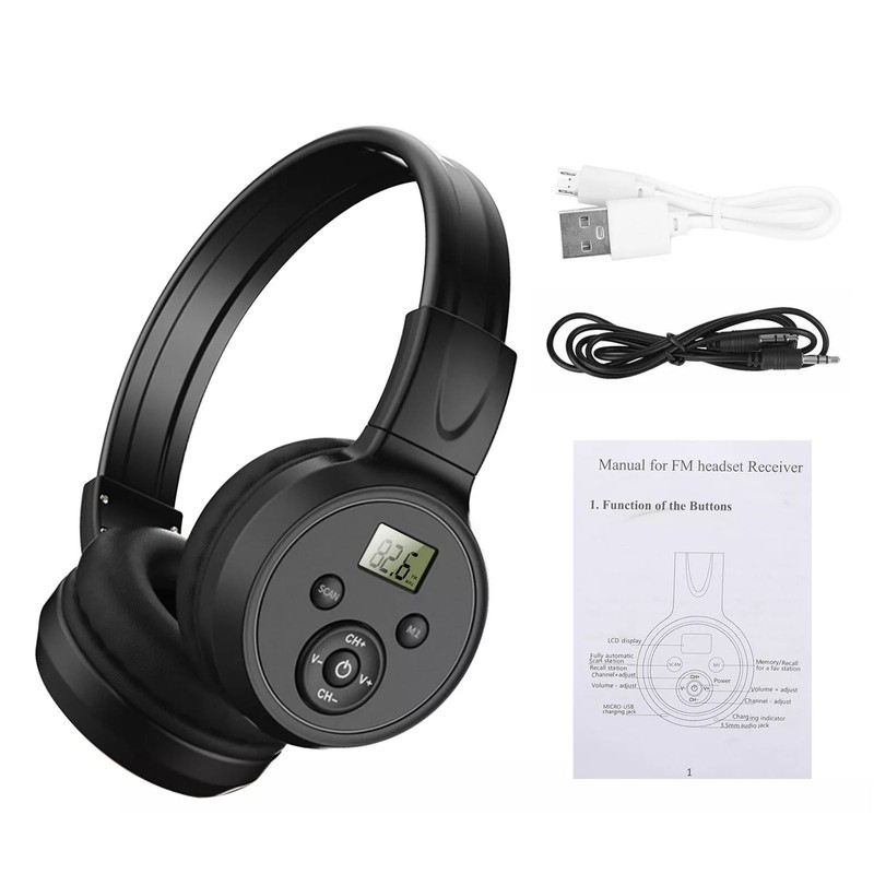 With 40mm 32Q 0.25W*2pcs Loudspeaker FM Digital Radio Receiver Headphone