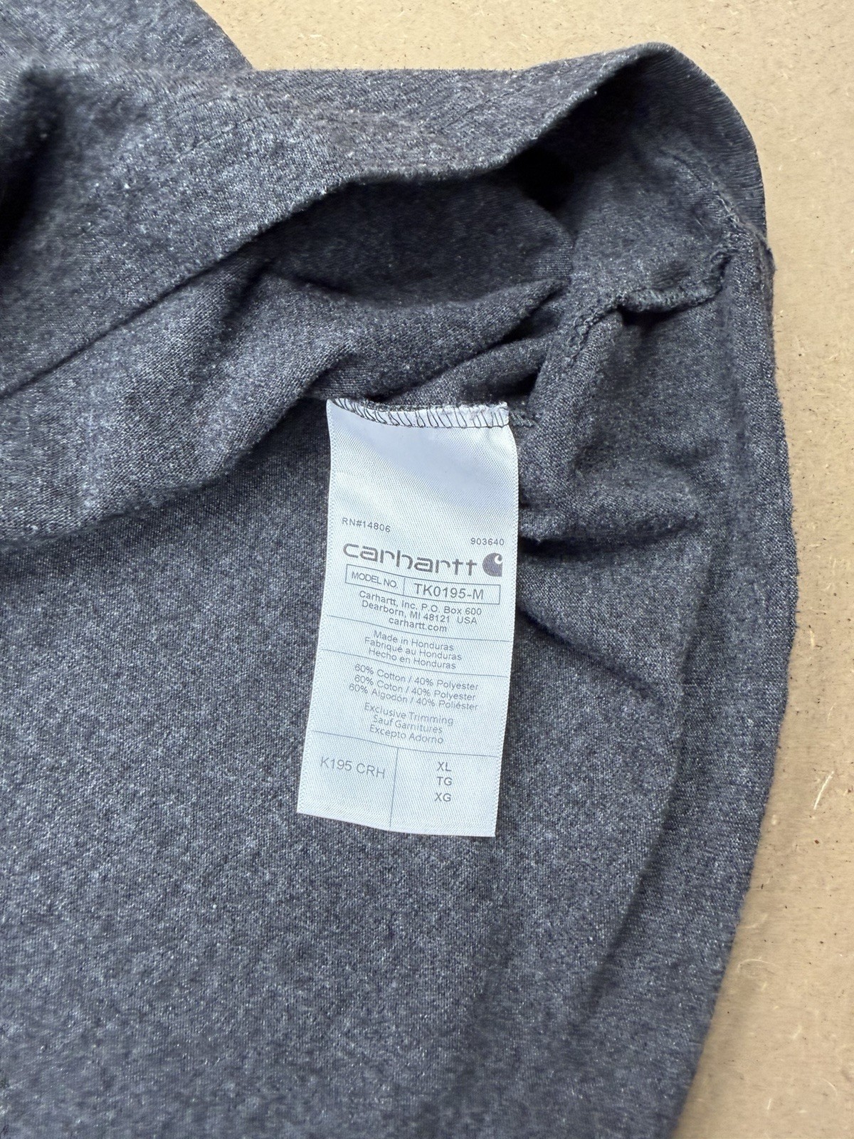Carhartt Dark Gray Yellow Spell Out T Shirt Work Wear Outdoors Men’s XL Loose gallery